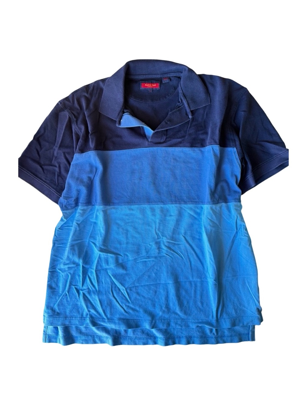Austin Reed Men's Two-Tone Navy and Sky Blue Polo Shirt